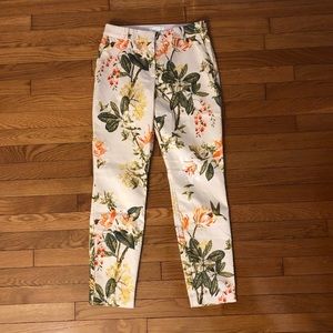 H&M Cream Mid Rise Floral Dress Pants 4